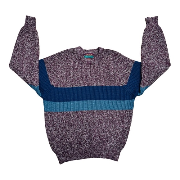 Blue and Brown Crewneck Sweater with Classic Design - Picture 2 of 5